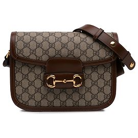 Borsa a tracolla Gucci Beige Medium GG Supreme Horsebit 1955 Beige