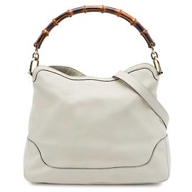 Bolsa Satchel Diana em couro de bezerro branco com bambu Gucci Branco