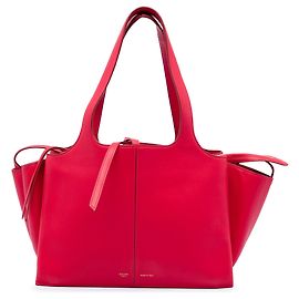 Céline Celine Red Small Leather Trifold Tote Red