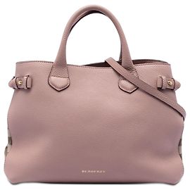 Bolsa de ombro Burberry Pink Medium em couro de bezerro e House Check Rosa