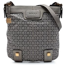 LOEWE Bolsa transversal New Road em lona Anagram cinza Marrom
