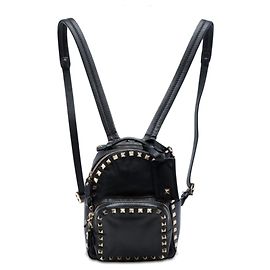 Valentino Black Mini Leder Rockstud Rucksack Schwarz