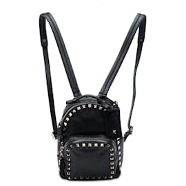 Valentino Black Mini Leather Rockstud Backpack Black