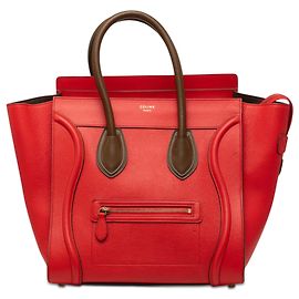 Céline Celine Mini Bicolor Leder Luggage Tote in Rot Andere