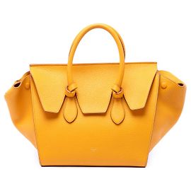 Céline Tote Celine em couro de bezerro de grão médio amarelo com nó Amarelo Mostarda