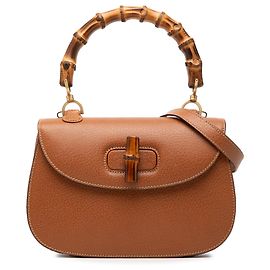 Gucci Couro de bezerro granulado marrom Bamboo Night Marrom
