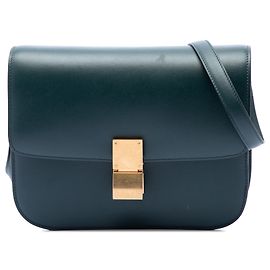 Céline Celine Green Medium Calfskin Classic Box Vert Vert foncé