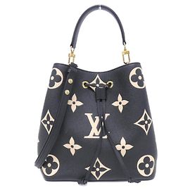 Bolsa de Ombro Louis Vuitton Bicolor Monogram Empreinte Neo Noe MM M45497 Preto Bege