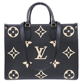 Louis Vuitton Bicolor Monogram Empreinte OnTheGo MM Handbag Black Beige