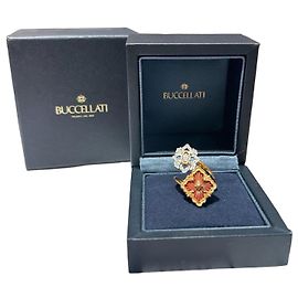 Buccellati Opera Tulle Emaille-Ring Weiß Rot Golden