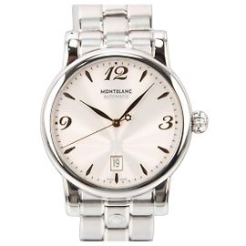 Montblanc Meisterstuck Star Date Automatico Quadrante Argento Acciaio 38.5mm 105961 Argento Bianco