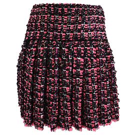 Jupe plissée en tweed Chanel rose en polyamide Marron Rose
