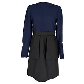 Céline Abito midi a maniche lunghe bicolore Celine in viscosa blu navy Blu Blu navy