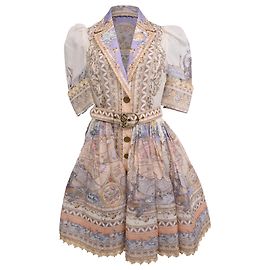 Robe chemise courte High Tide de Zimmermann en lin multicolore Multicolore
