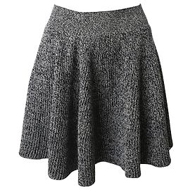 Alexander McQueen Knitted Mini Skirt in Grey Wool Grey