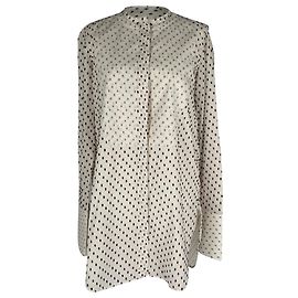 Céline Camicia a maniche lunghe Celine in cotone bianco con pois svizzeri Bianco