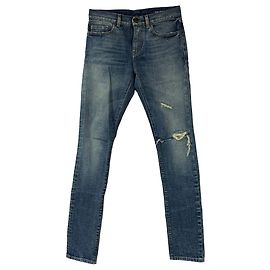 Jeans slim rotos Saint Laurent en denim de algodón azul Azul