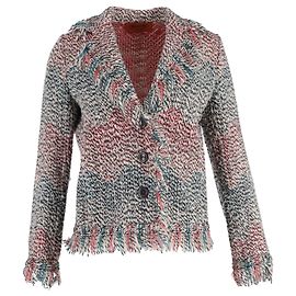 Missoni Knitted Fringed Single-Breasted Jacket in Multicolor Wool Multiple colors