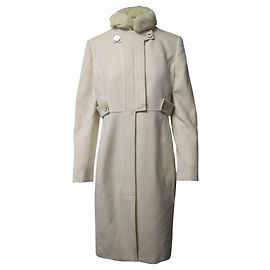 Abrigo Versace con cuello de piel en algodón blanco Blanco