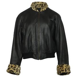 Giacca Bomber Giorgio Armani in pelle nera Nero