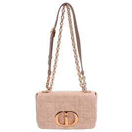 Bolso Small Caro Macrocannage en lino rosa Dior Otro