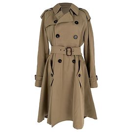 Trench coat de lã marrom com abotoamento duplo e cinto Jean Paul Gaultier Marrom Vermelho