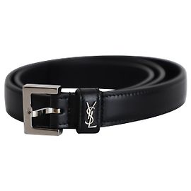 Cintura Saint Laurent Monogram Buckled in pelle nera Nero