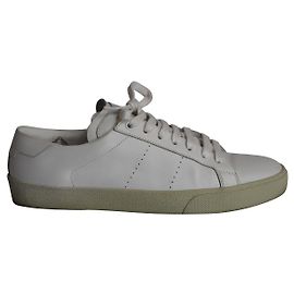 Baskets Court Classic Saint Laurent en cuir de veau blanc Blanc