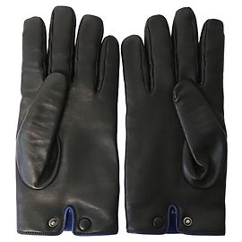 Gucci Handschuhe aus schwarzem Leder mit Strickfutter aus Kaschmir Schwarz