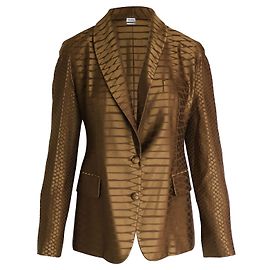 Yves Saint Laurent Saint Laurent Textured Dropped Shoulder Blazer in Brown Wool Silk Brown