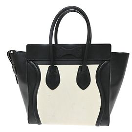Céline Celine Bicolor Luggage Leather Micro Black