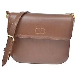 Clutch Valentino Garavani VLTN Flap em couro Marrom