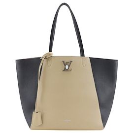 Louis Vuitton Lockme Cabas Tote Bag Black Beige