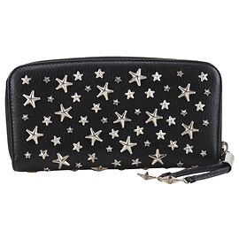 Jimmy Choo Women's Black Leather Long Wallet Black