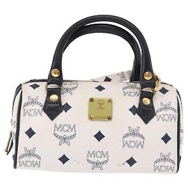 MCM Visetos Leather Handbag White White
