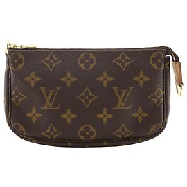 Pochette Louis Vuitton Mini Pochette Accessoires Castaño Monograma