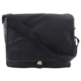 Bolso de hombro de nylon Prada V158 negro Negro
