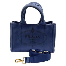Prada Canapa Handbag Blue Cloth Blue