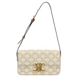 Céline Bolsa Celine Triomphe Strap monogram canvas Branco