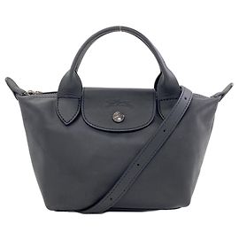 Longchamp Le Pliage 2-Way Leather Handbag Black