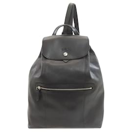 Longchamp Black Leather Backpack Black