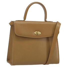 Bolsa Coach de Couro 2way Marrom Dourado Auth gh2221 Marrom Dourado