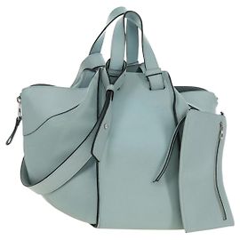 Bolsa de mão LOEWE Hammock de couro 2way Light Blue Silver Auth 190453A Prata Azul claro
