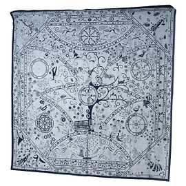 Hermès HERMES Carre 140 Scarf "Peuple Du Vent" Cashmere Navy Auth hk3921M Blu navy