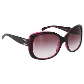 CHANEL Sunglasses Plastic Red CC Auth 190521 Red