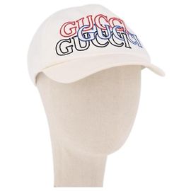 Boné GUCCI de algodão branco Auth BA13820V Branco