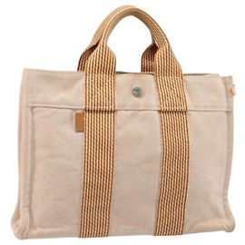Hermès HERMES Fourre Tout PM Handtasche Canvas Orange Silber Authentisch 186705A Silber Orange