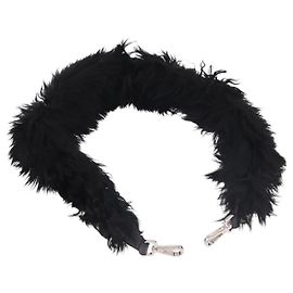 FENDI Shoulder Strap Fur 35"" Black Silver Auth 190497A Black Silvery