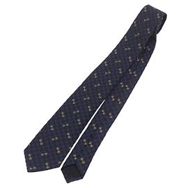 Corbata GUCCI Horsebit en jacquard de seda azul Auth BA14067M Azul