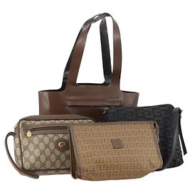 GIVENCHY Gucci Fendi Prada Sac 4 Ensemble PVC Cuir Marron Beige noir Auth 180241 Marron Noir Beige